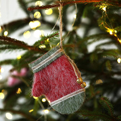 Felt Festive Mitten Hanging Decoration