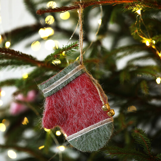 Felt Festive Mitten Hanging Decoration