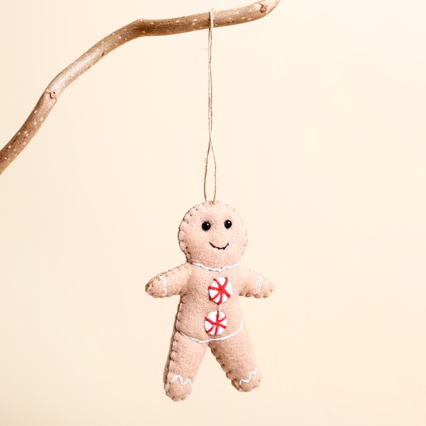 Felt Gingerbread Man Christmas Hanging Decoration