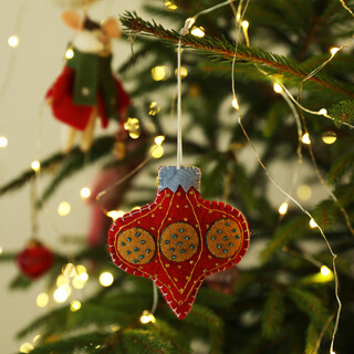 Red Felt Beaded Sultan Christmas Hanging Decoration