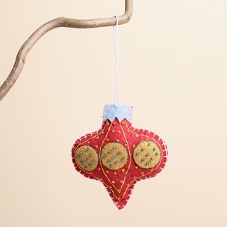 Red Felt Beaded Sultan Christmas Hanging Decoration