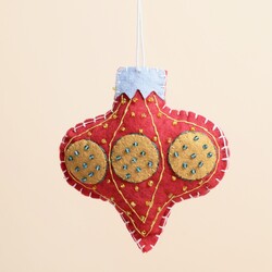 Red Felt Beaded Sultan Christmas Hanging Decoration