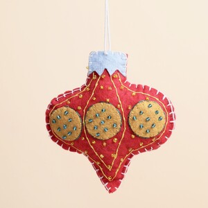 Red Felt Beaded Sultan Christmas Hanging Decoration