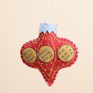 Red Felt Beaded Sultan Christmas Hanging Decoration