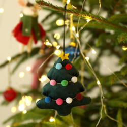 Velvet Pom Pom Christmas Tree Hanging Decoration