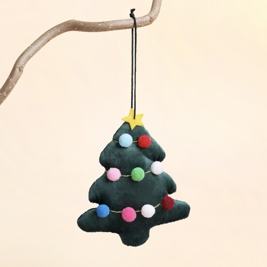 Velvet Pom Poms Christmas Tree Hanging Decoration