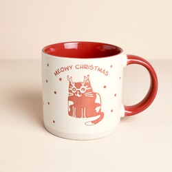 Ceramic Neutral Meowy Christmas Mug
