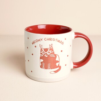 Ceramic Neutral Meowie Christmas Mug