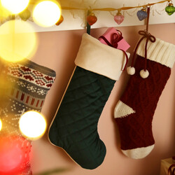 Large Green Velvet Quilted Stocking