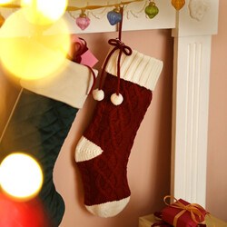 Large Red and White Knitted Stocking