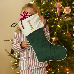Personalised Large Green Velvet Quilted Stocking