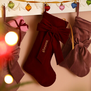 Personalised Name Red Velvet Bow Stocking