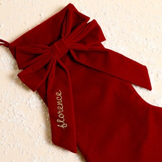 Personalised Name Red Velvet Bow Stocking