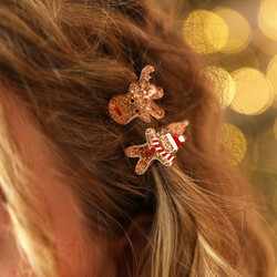 Set of 2 Mini Sparkly Mismatched Christmas Hair Clips