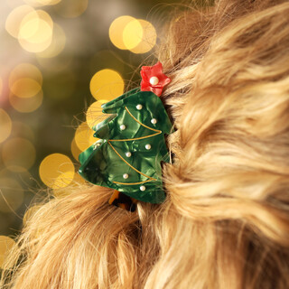 Large Christmas Tree Hair Clip