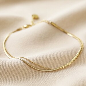 Gold Stainless Steel Double Snake Chain Anklet 