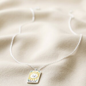 Enamel Sun Tarot Necklace in Silver