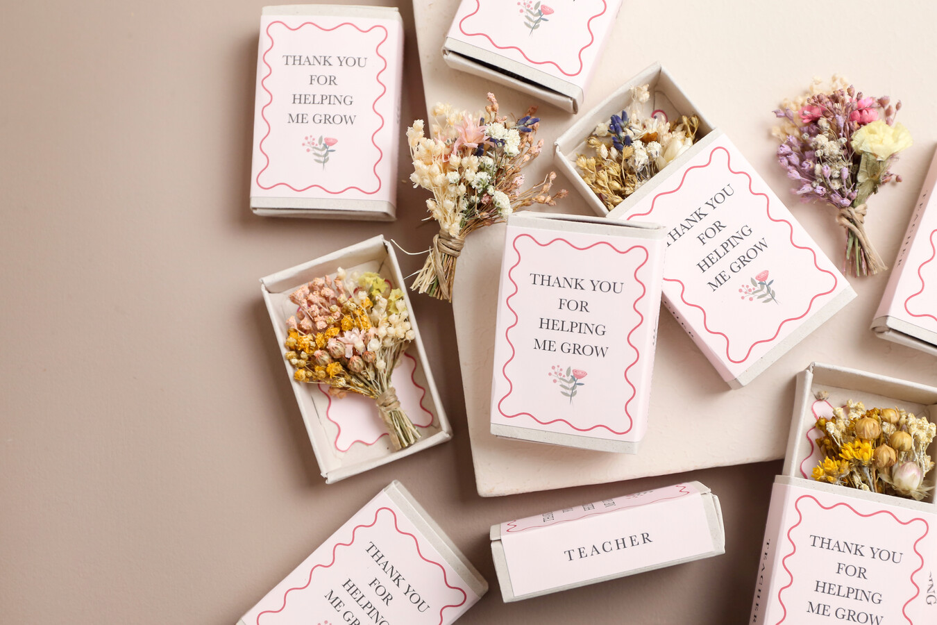 Find the Perfect Gift with Our Teacher Tiny Matchbox Dried Flower Posy