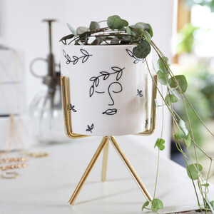 White Faces Planter with Stand