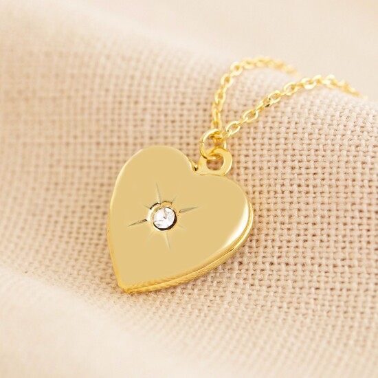 Gold April Heart Locket necklace
