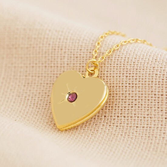 Gold February Heart Locket necklace