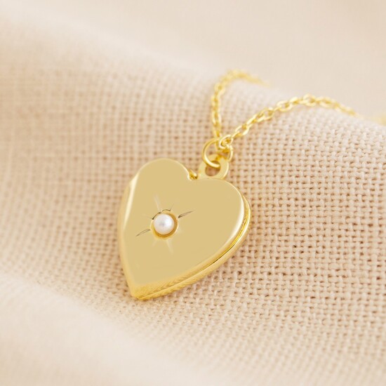 Gold June Heart Locket necklace