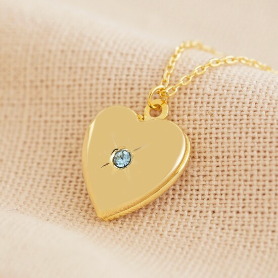 Gold March Heart Locket necklace