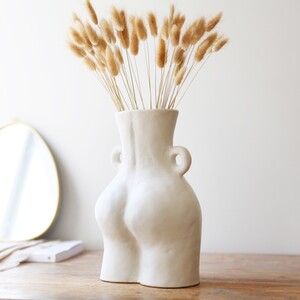 White Bum Vase with Handles