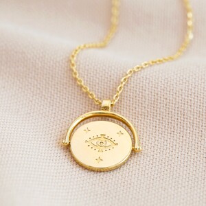 Spinning Disc Evil Eye Necklace In Gold