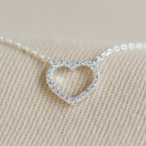 Crystal outline heart necklace heart size