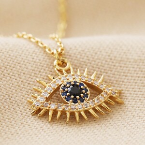 Crystal Evil Eye Necklace in Gold