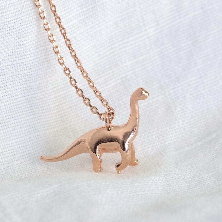 rose gold dinosaur necklace