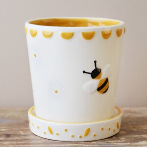 Ceramic Bee Planter and Tray