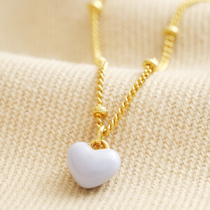 Blue Enamel Heart Pendant Necklace in Gold