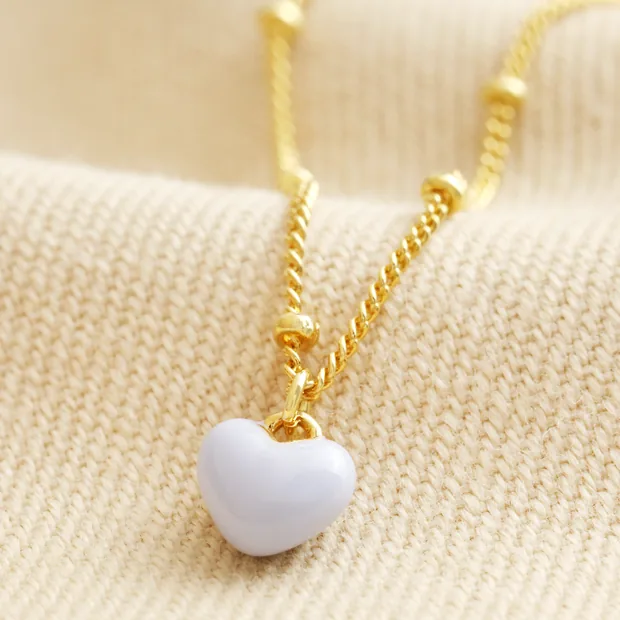 Blue Enamel Heart Pendant Necklace in Gold Blue Enamel Heart Pendant Necklace in Gold