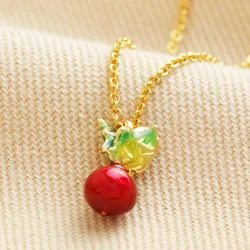 Enamel Radish Pendant Necklace in Gold