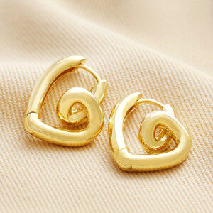Swirl Heart Hoop Earrings in Gold