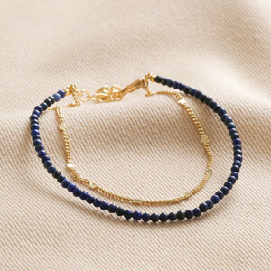 Dainty Beaded Double Bracelet in Blue
