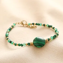 Green Crystal and Stone Beaded Bracelet