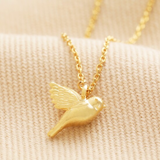 Delicate Bird Pendant Necklace in Gold