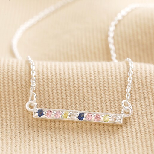 Sterling silver bar deals necklace with birthstone