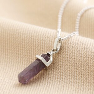 Amethyst Crystal Point Necklace in Silver