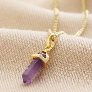 Amethyst Crystal Point Necklace in Gold