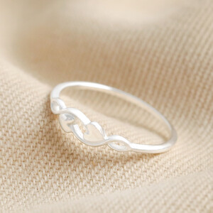 Sterling Silver linked hearts ring