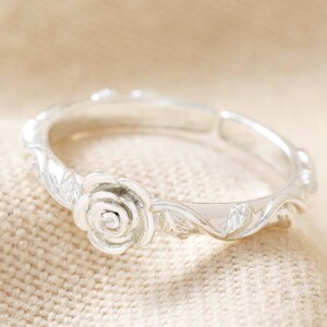 Birth Flower Ring June Rose Silver
