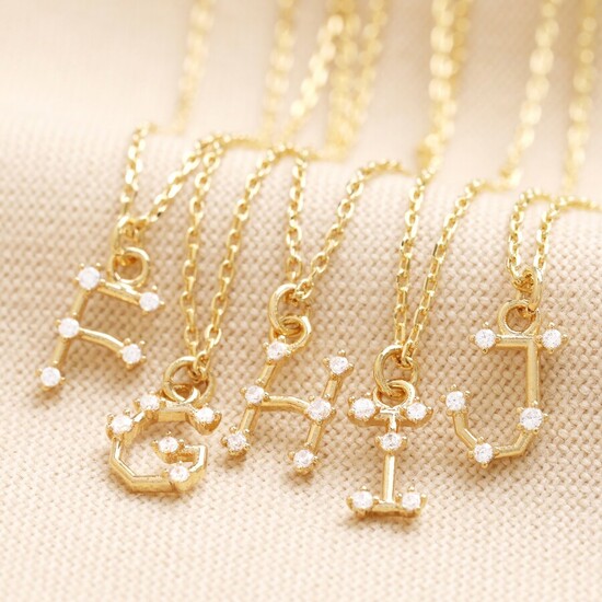 Crystal Constellation Initial Necklace in Gold G