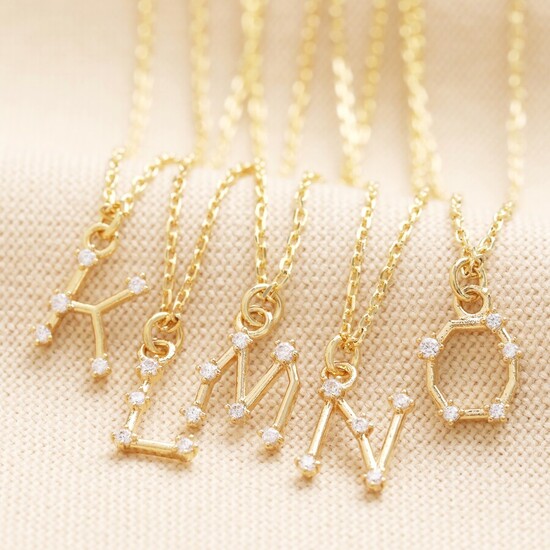 Crystal Constellation Initial Necklace in Gold L