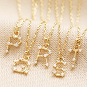Crystal Constellation Initial Necklace in Gold P