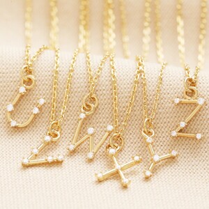 Crystal Constellation Initial Necklace in Gold V