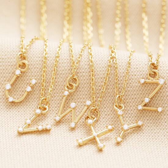Crystal Constellation Initial Necklace in Gold Y